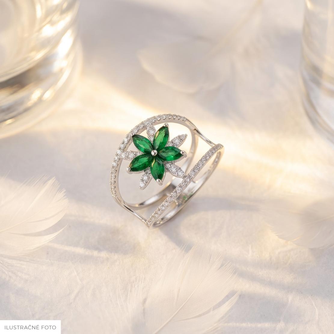 Smaragdový prsteň Zing, biele zlato