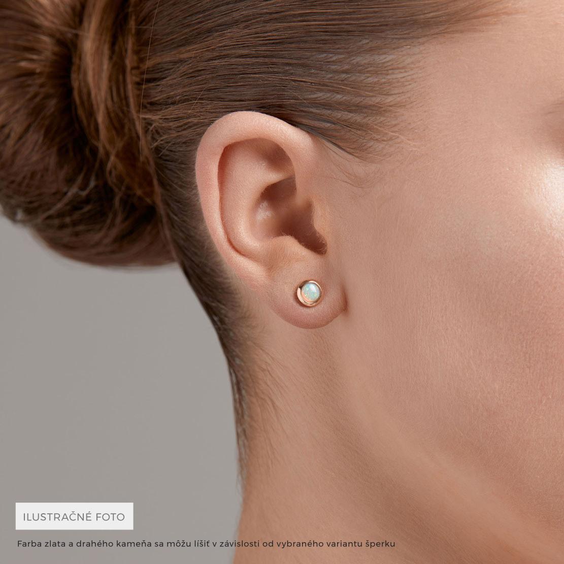 Opálové náušnice Fluid, žluté zlato