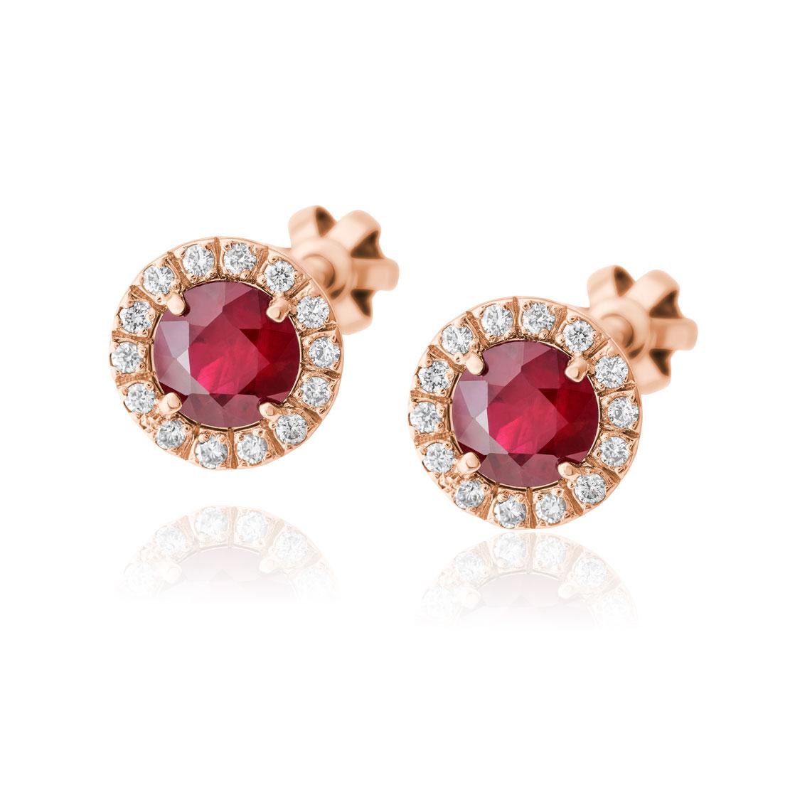 Rubínové náušnice Zaira, růžové zlato