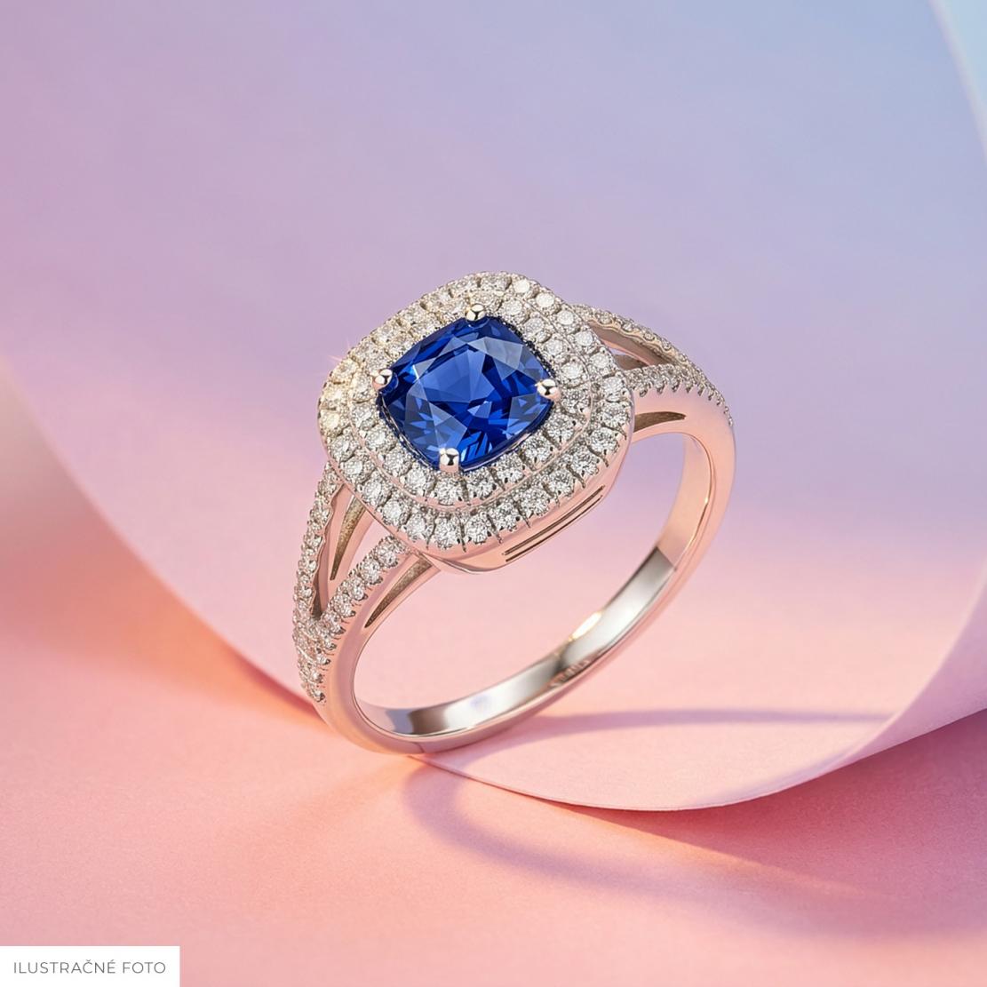 Zafírový prsteň Laguna Colorada, biele zlato