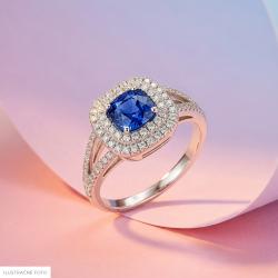 Zafírový prsteň Laguna Colorada, biele zlato