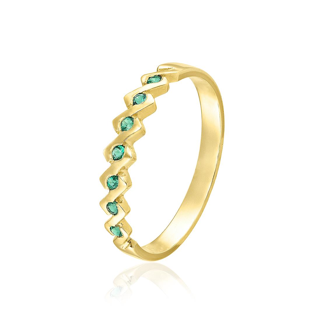 Smaragdový prsten Calypso, žluté zlato
