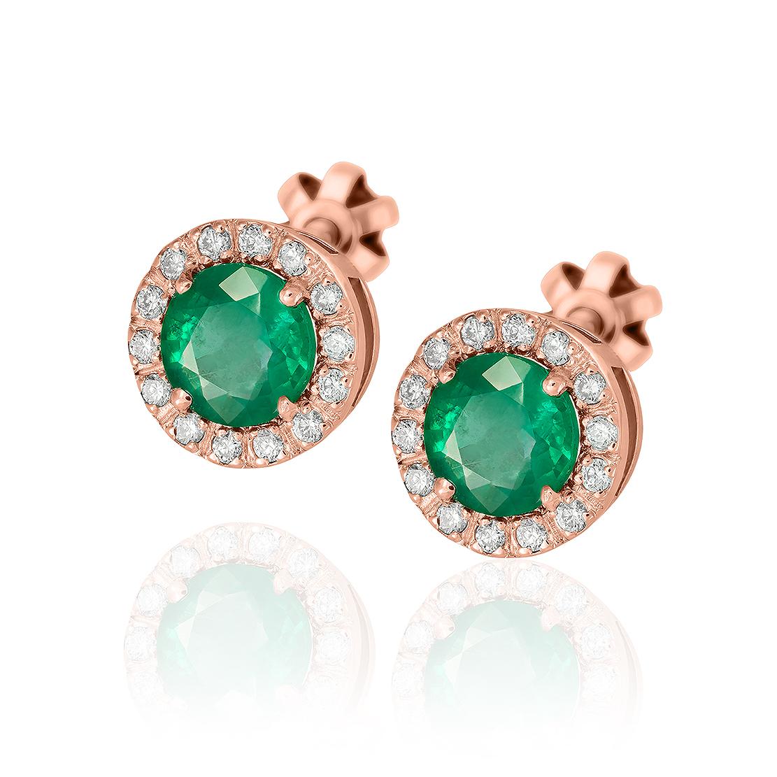 Smaragdové náušnice Zaira, růžové zlato