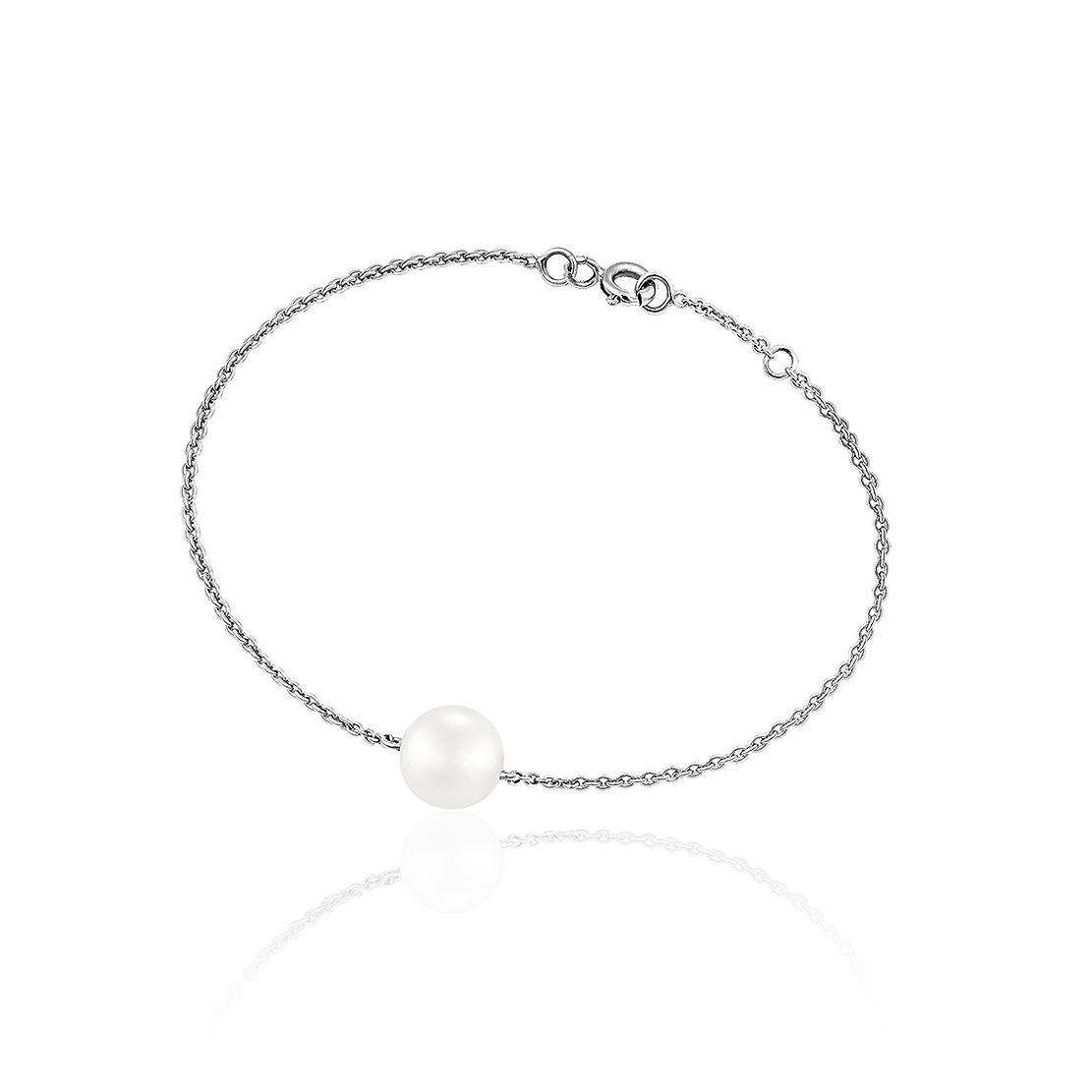 Perlový náramok Aische, biele zlato
