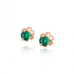 Smaragdové náušnice Bare, ružové zlato