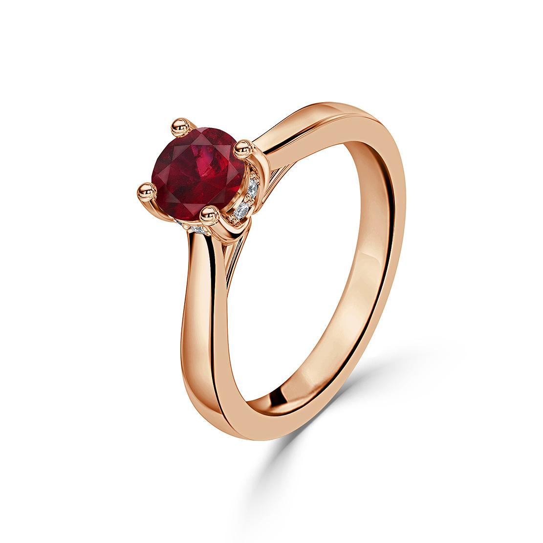 Rubínový prsteň Agostina, ružové zlato