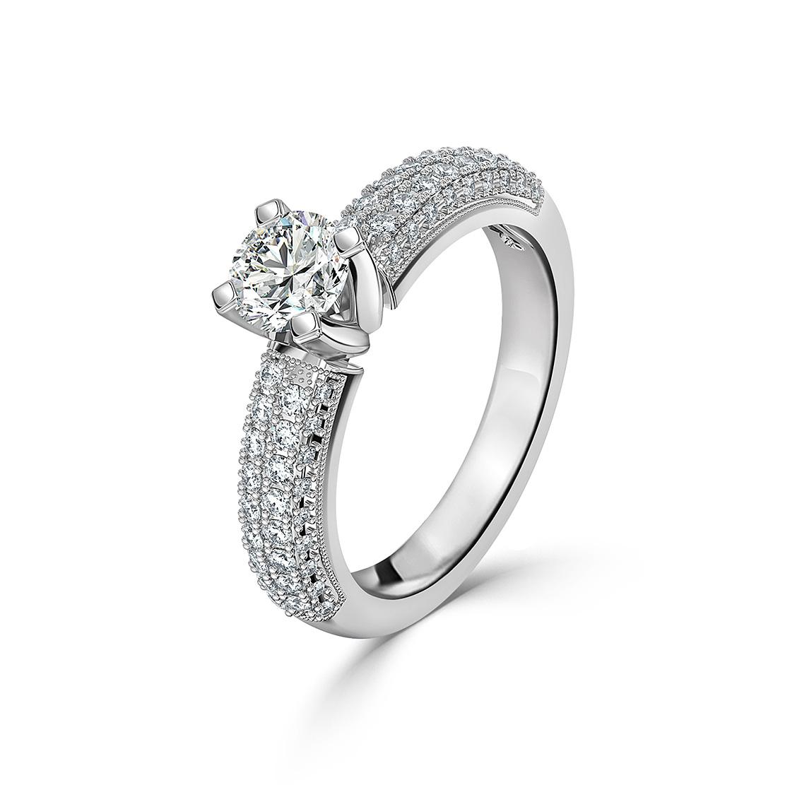 Diamantový zásnubný prsteň Bella, striebro