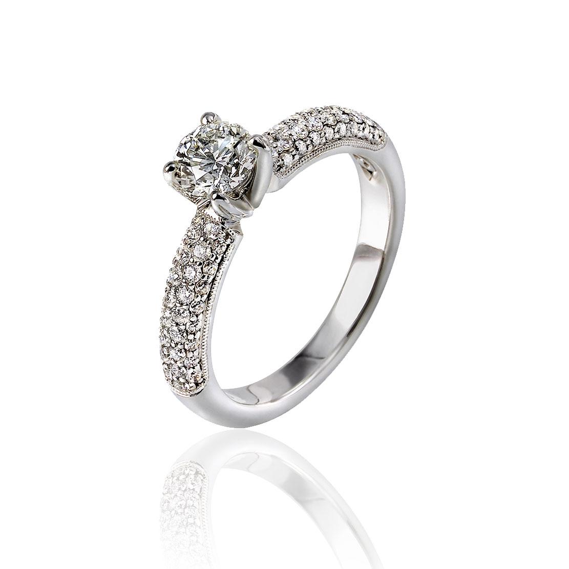 Diamantový zásnubný prsteň Bella, striebro